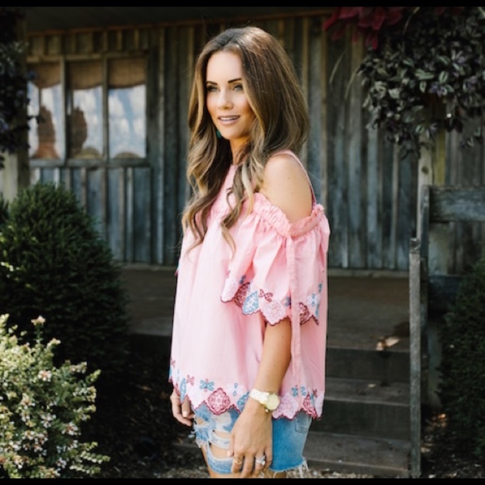 LOFT Pink Off shoulder Top Blouse